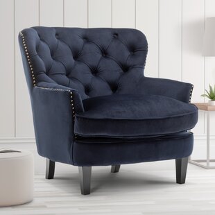 Navy blue and white store accent chair